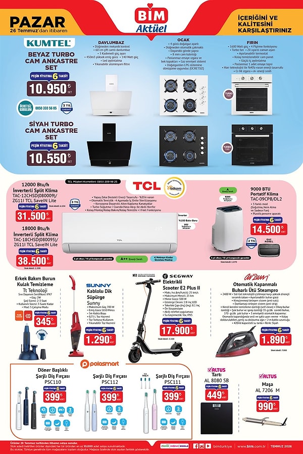 Kumtel Beyaz Turbo Cam Ankastre Set 10.950 TL