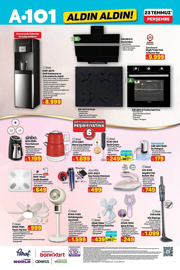 Kiwi KWP-8575 Gizli Damacana ve 3 Musluklu Su Sebili 8.999 TL