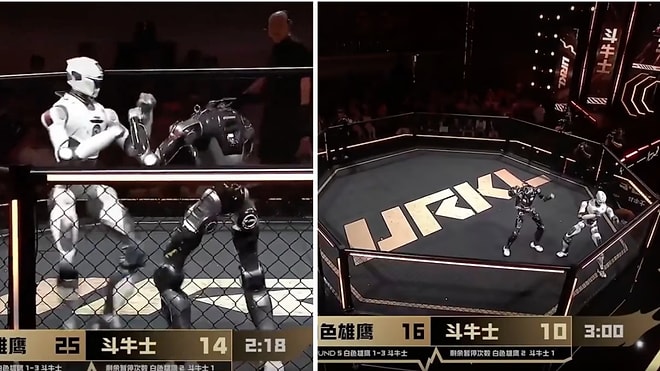 Historic Event in China: Humanoid Robots Fight Inside an MMA Cage for the First Time Ever!