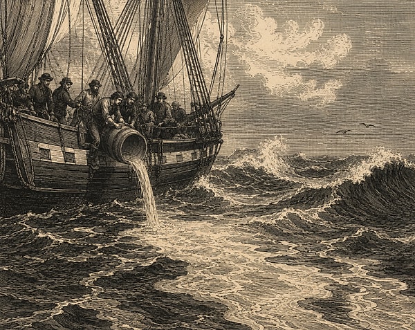 Bu uygulama o kadar yaygındı ki, ABD Hidrografi Dairesi 1886 yılında yayımladığı "The Use of Oil to Lessen the Dangerous Effect of Heavy Seas" adlı raporda çok sayıda kaptanın deneyimlerini derledi.