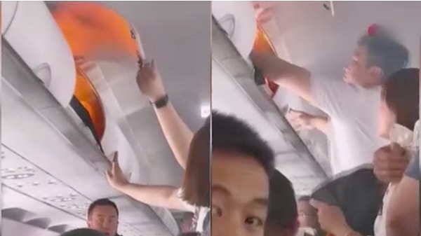The powerbank on the plane caught fire.