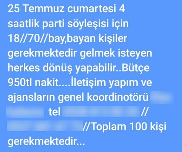 Figüranlara slogan provası yaptırıldı.