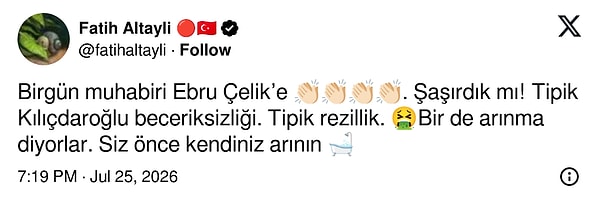 Fatih Altaylı da Kılıçdaroğlu'nda "arınma" iddiası üzerinden yüklendi.
