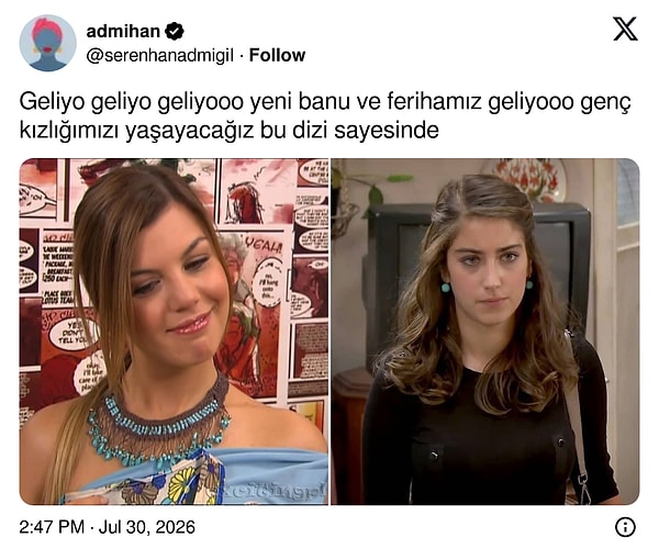 Tanıtımın ardından akıllara Adını Feriha Koydum Feriha ve Deniz Yıldızı Banu geldi.