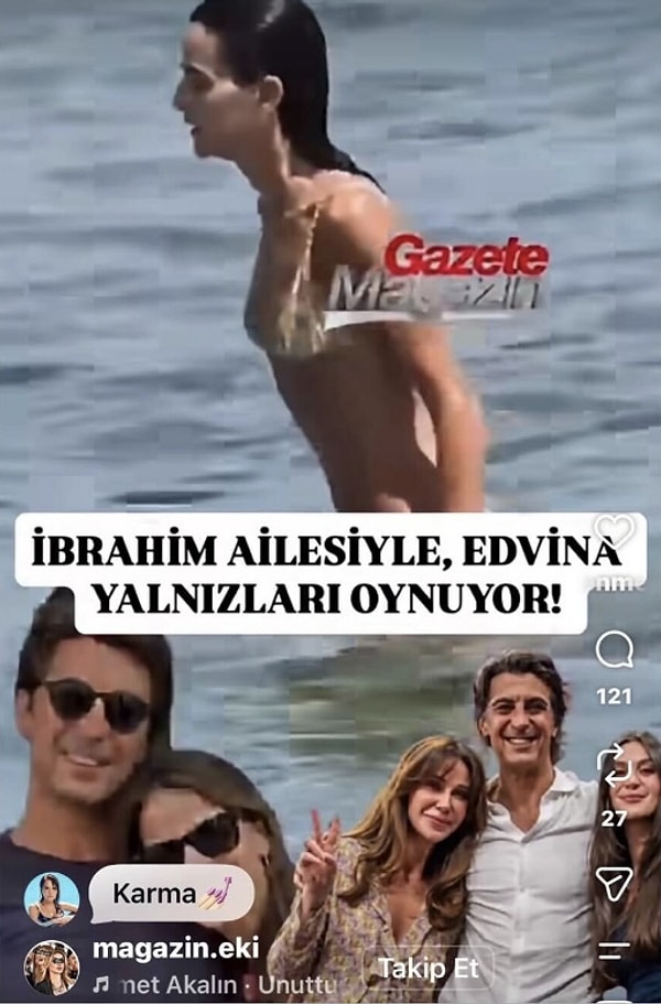While there's talk of a family vacation on Ibrahim Kutluay's end, Edvina Sponza, on the other hand, has been captured on camera in Cesme.