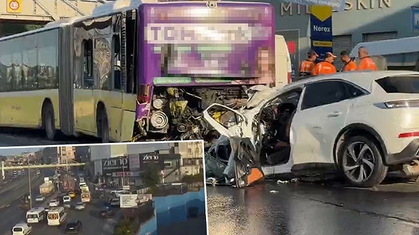 Küçükçekmece'de bir otomobilin İETT otobüsüne çarpması sonucu üç kişi yaşamını yitirdi.