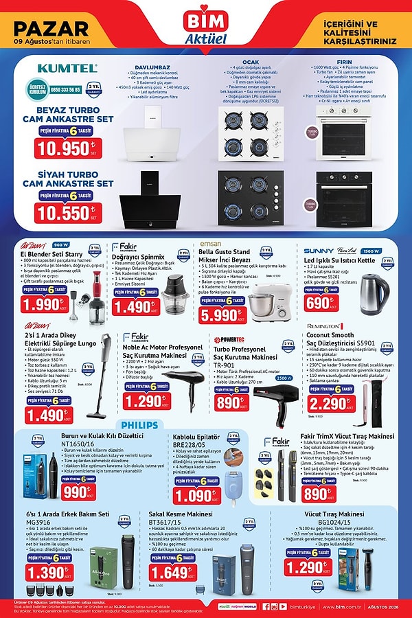 Kumtel Beyaz Turbo Cam Ankastre Set 10.950 TL