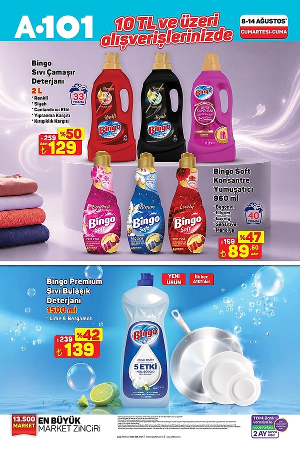 10 TL ve üzeri alışverişlerde;