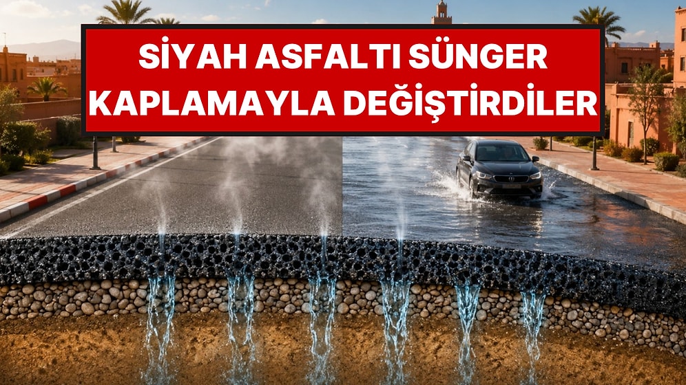 Siyah Asfaltı Sünger Kaplamayla Değiştirdiler: Sıcaklığı Düşürüyor, Suda Kayma Riskini Azalıyor