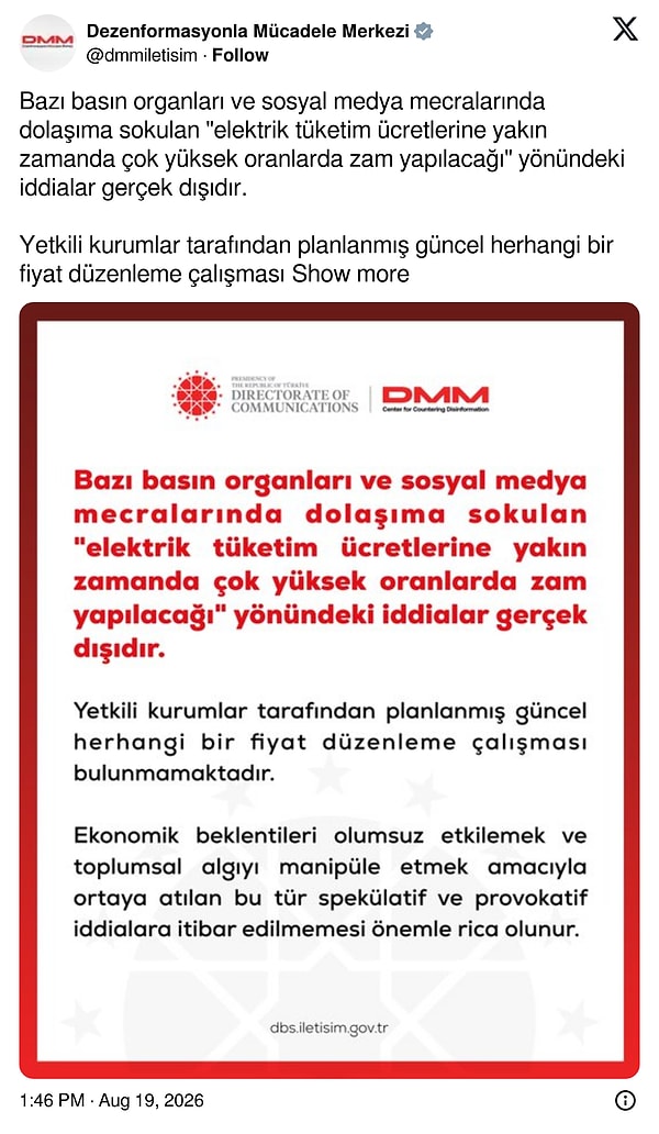 "Herhangi bir fiyat düzenleme çalışması bulunmamaktadır."