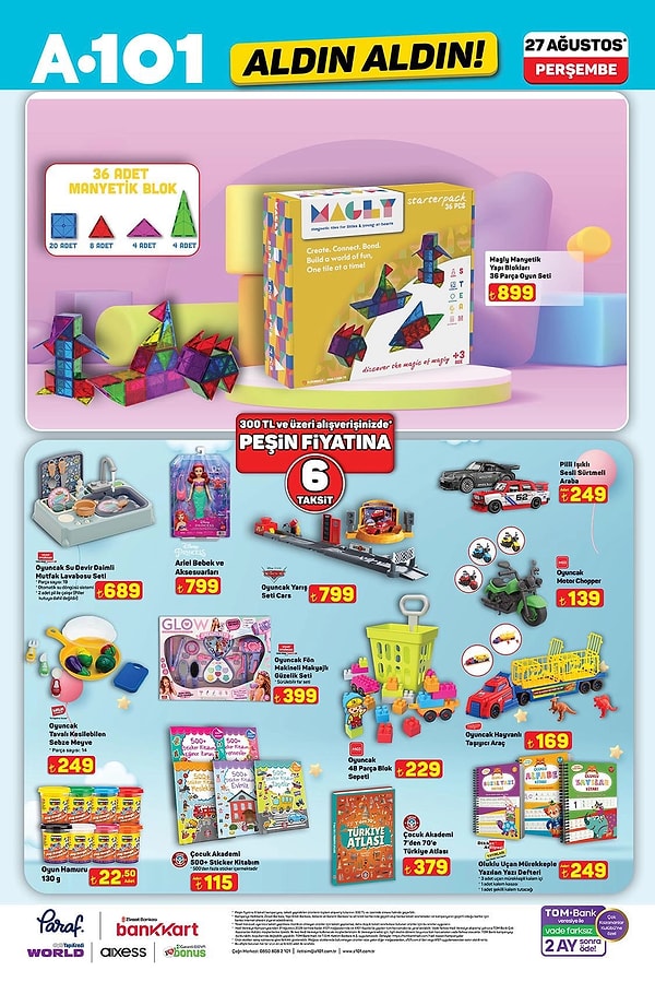Magly Manyetik Yapı Blokları 36 Parça Oyun Seti 899 TL
