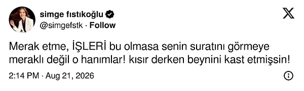 Yıllar önce Ümit Özat'la benzer bir tartışma yaşayan Simge Fıstıkoğlu'ndan da kadın gazetecilere destek geldi.