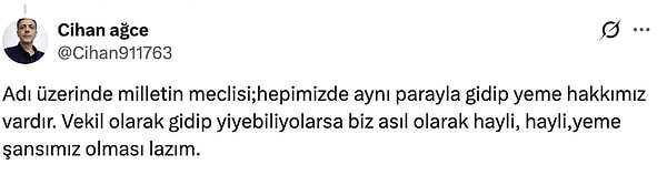 TBMM'deki yemek ücretlerine gelen yorumlardan bazılar şöyle oldu:
