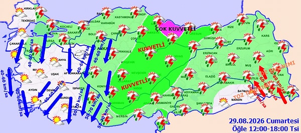 Meteoroloji’den 26 kent için çok kuvvetli ve şiddetli yağış uyarısı.