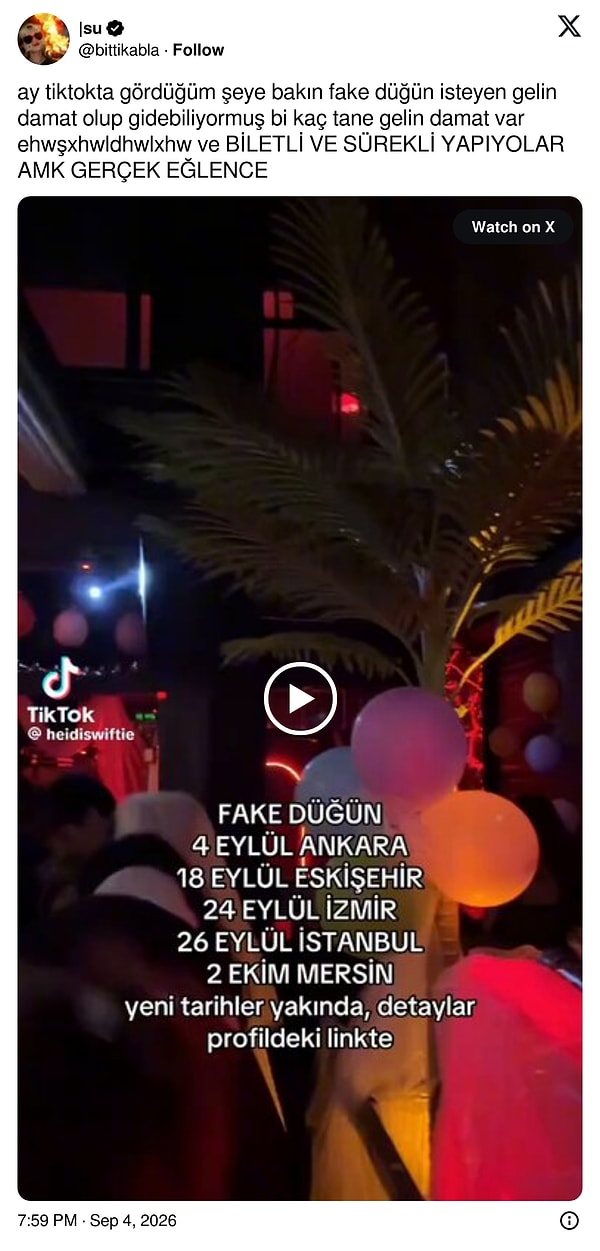 Sahte düğün etkinliğine gelen yorumlardan birkaçı şöyle: