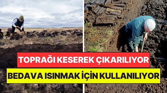 Toprağı Keserek Tonlarca Çıkarıyorlar: Kışın Evleri Bedavaya Isıtıyor