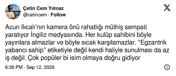 Çetin Cem Yılmaz'ın "kamera önü rahatlığı" üzerinden yaptığı tespitler sosyal medyada destek de gördü.