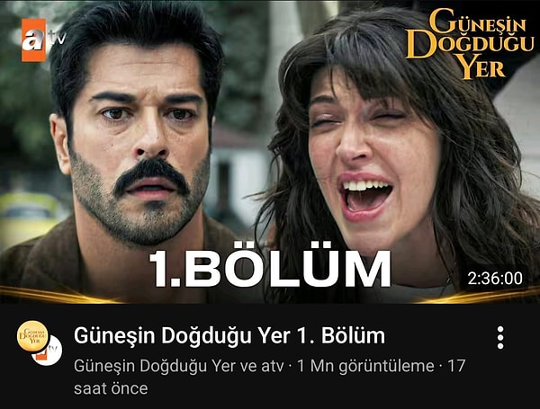 Güneşin Doğduğu Yer, reytinglerin ardından YouTube izlenmelerinde de arşa çıktı.