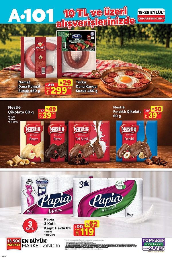 10 TL ve üzeri alışverişlerde;