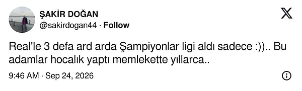 Bir takipçi "sadece" diyerek üç Şampiyonlar Ligi kupasını andı