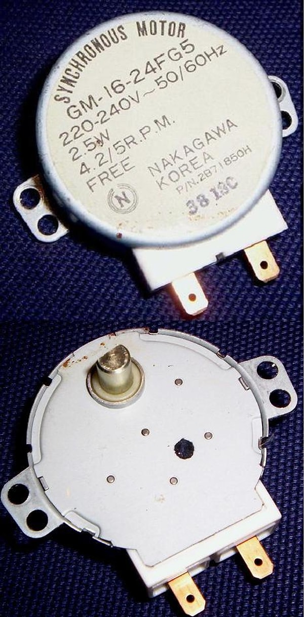 The direction of rotation for the synchronous motor that spins the plate is reestablished each time the oven is activated.