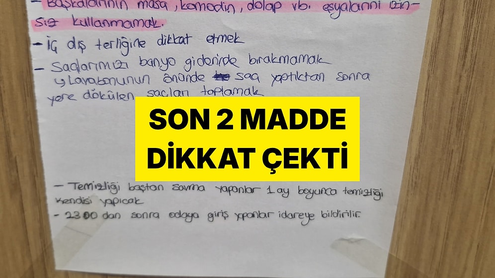 Bir Yurt Odasındaki Sevr Anlaşması'nı Aratmayan Kurallar Çok Konuşuldu