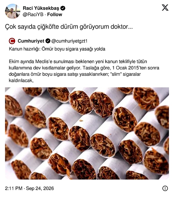 Sigara yasağı haberine gelecekten bir kehanet