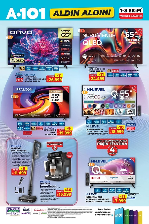 ONVO 65VQ90F3UA 65" Frameless 4K UHD Google QLED TV 26.999 TL