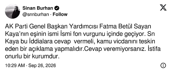 Gazeteci Sinan Burhan: "İstifa onurlu bir kurumdur."