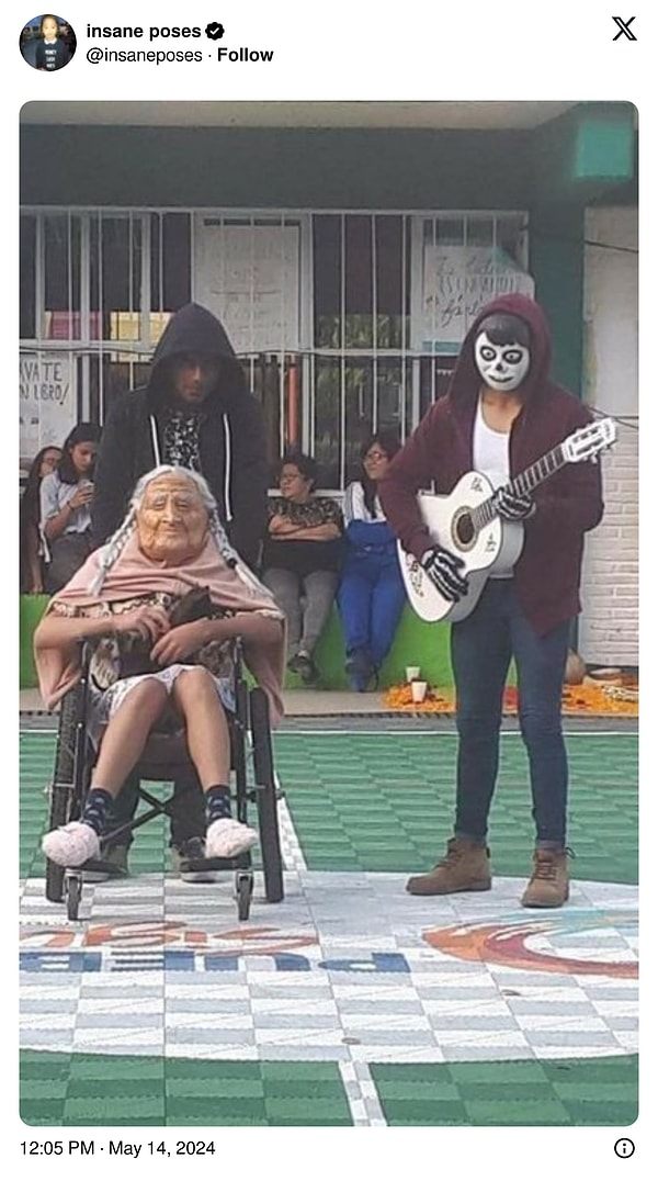 Coco'yu canlandıran öğrencilere gerçek bir Mama Coco eşlik edince ortaya çıkan tatlı kare