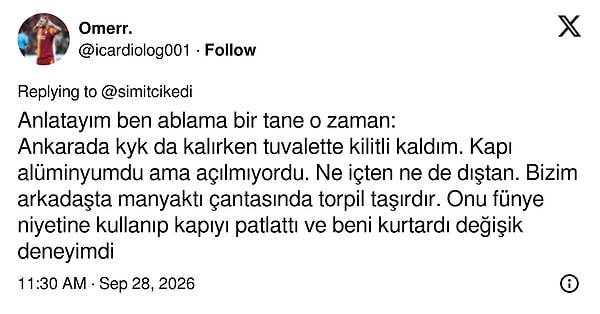 Tuvalette kilitli kalınca kapı torpille açılmış