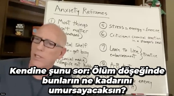 Zihnin kontrolünü ele almak ve kaygı seviyesini düşürmek için Scott Adams'ın önerdiği ve her biri günlük hayatta kolayca uygulanabilen 9 zihinsel yöntem şu şekilde sıralanıyor: