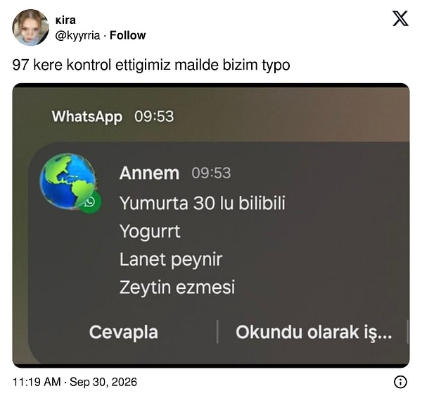 97 kez kontrol edilen mail bir yana, 'lanet peynir' bir yana