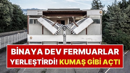 Yıkılacak Binaya Dev Fermuarlar Yerleştirdi: Cephesini Kumaş Gibi Açtı!