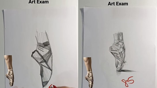 Art Teacher Shares Impressive Results After Grading Students' Ballet Shoe Drawings