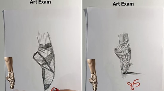 Art Teacher Shares Impressive Results After Grading Students' Ballet Shoe Drawings