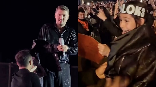 Rapper Blok3 Gives His Jacket to Young Fan Soaked in the Rain During Concert