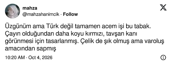 Kırmızı, çaya tavşan kanı rengi vermek için varmış