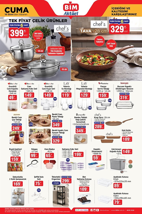 Chef's Professional Tek Fiyat Çelik Ürünler 14 cm 16 cm 399 TL