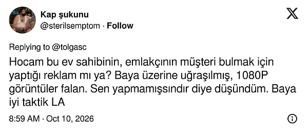 Bir kullanıcı paylaşımı ev sahibinin müşteri bulmak için hazırladığı reklam sandı.