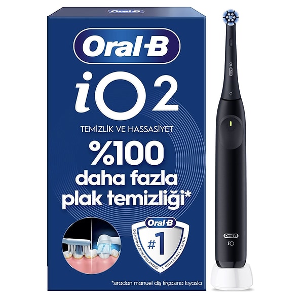 Oral-B iO2 siyah elektrikli diş fırçası son 90 günün en düşüğü net 2.249,00 TL!