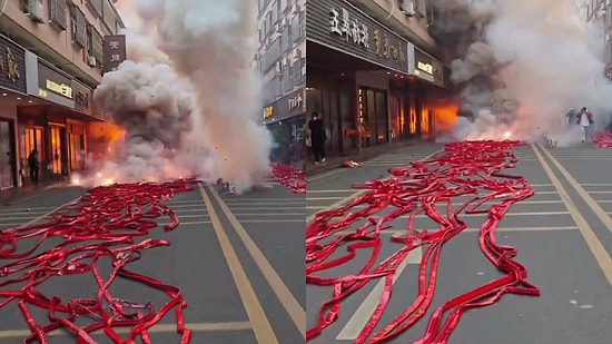 Explosive Footage of Massive Firecracker Display in China Stuns Viewers