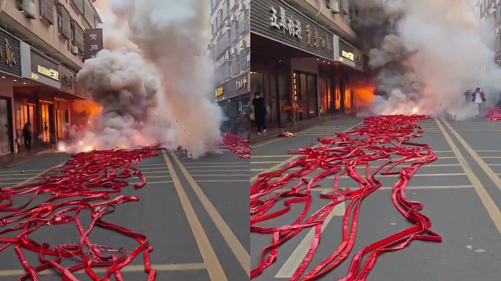 Explosive Footage of Massive Firecracker Display in China Stuns Viewers
