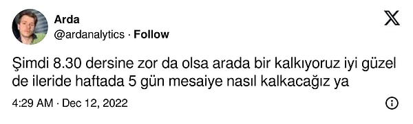 Mesaiye hazırlık.