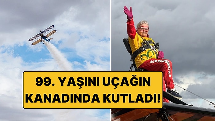 99. Yaşını Uçağın Kanadında Kutladı: Guinness Rekoru Kırdı