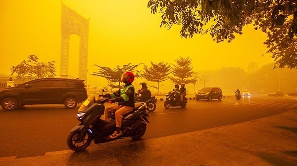Orta Kalimantan'da hava kirliliği tehlike sınırının dört katına çıktı