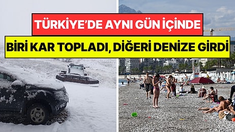 Türkiye'de Aynı Gün İçinde Hem Yaz Hem Kış: Biri Kar Topladı, Diğeri Denize Girdi