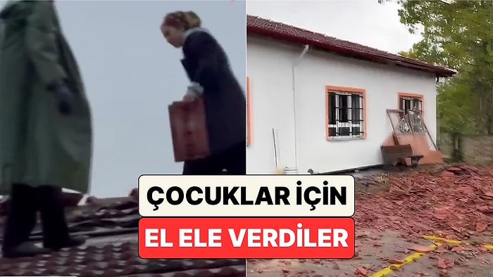 Karasu'da Halk Çocuklar Derslerinden Geri Kalmasın Diye Hortumun Zarar Verdiği Okul Çatısını Onardı