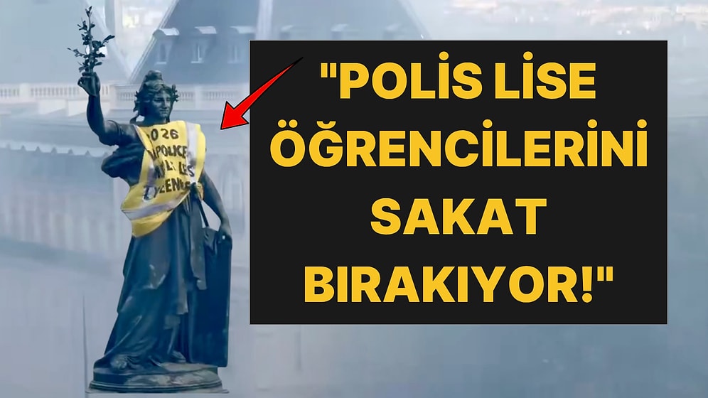 Paris’teki Protestolarda Marianne Heykeline Sarı Yelek Giydirdiler