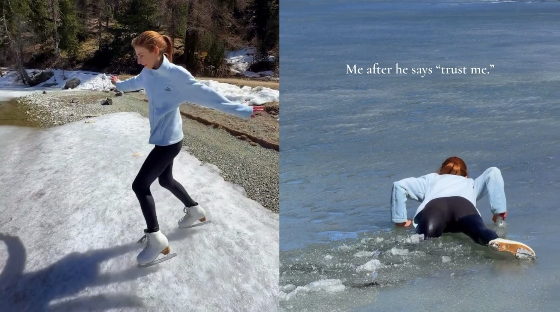 Ice Skater Shares Aftermath of Skating on Frozen Lake - Onedio